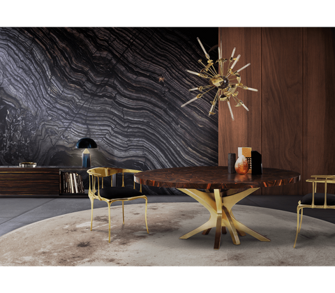 Patch Marquetry Round Dining Table
