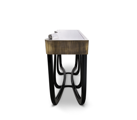 Sinuous Consoles Patina Brass Wave Entryways Cabinet Table