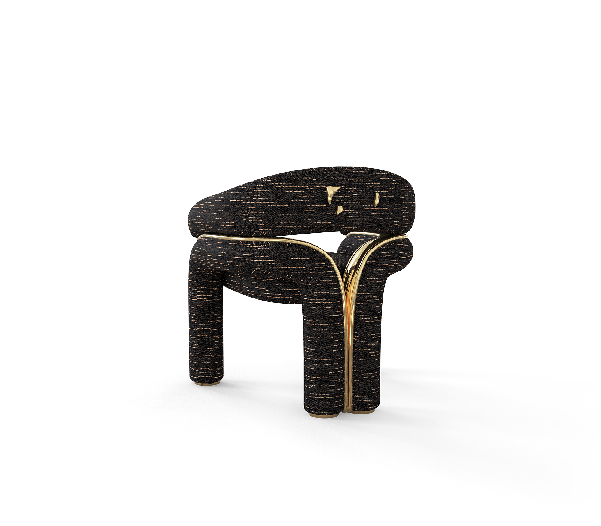 Elara Curved Sculptural Polished Brass Dining Chair