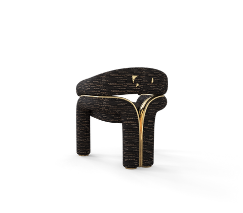 Elara Curved Sculptural Polished Brass Dining Chair