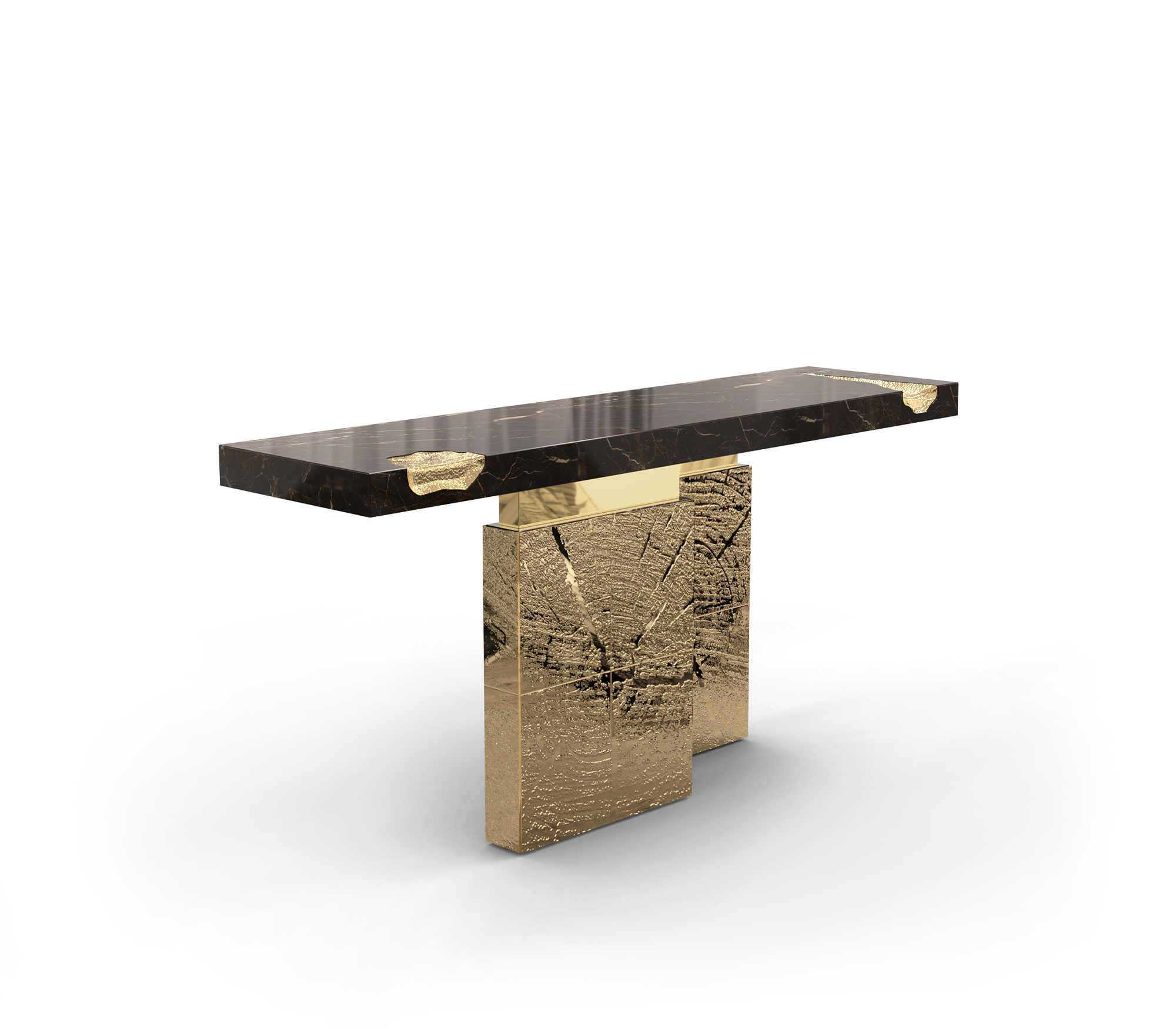 Brass Mirrored Gold Sculptural Form Cabinet Entryway