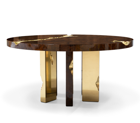 Empire Round Brass Inlay Dining Table