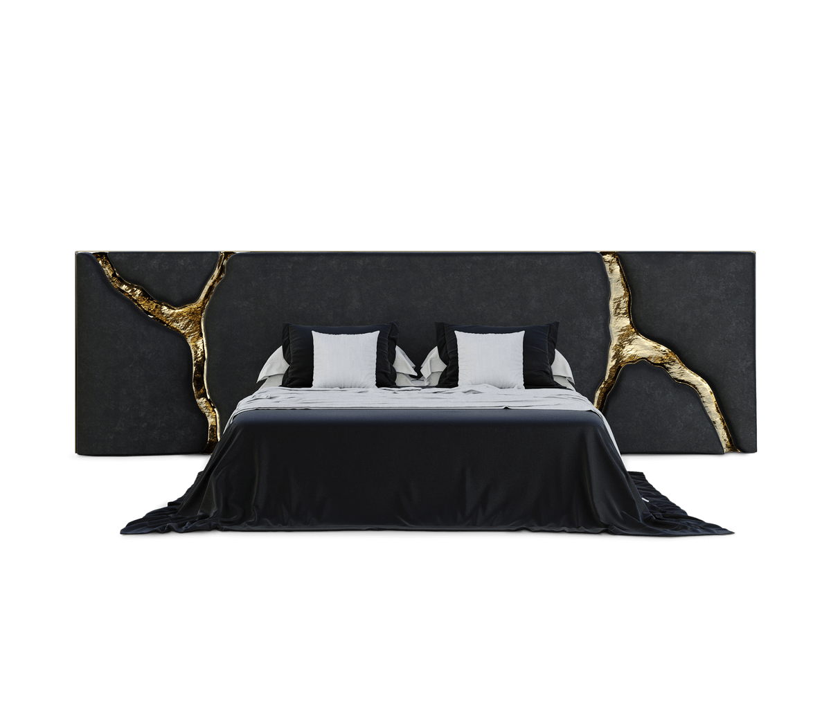 Lapiaz Kintsugi Velvet Polished Gold Headboard