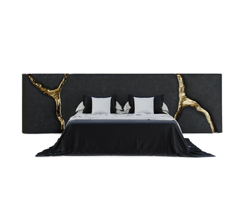 Lapiaz Kintsugi Velvet Polished Gold Headboard