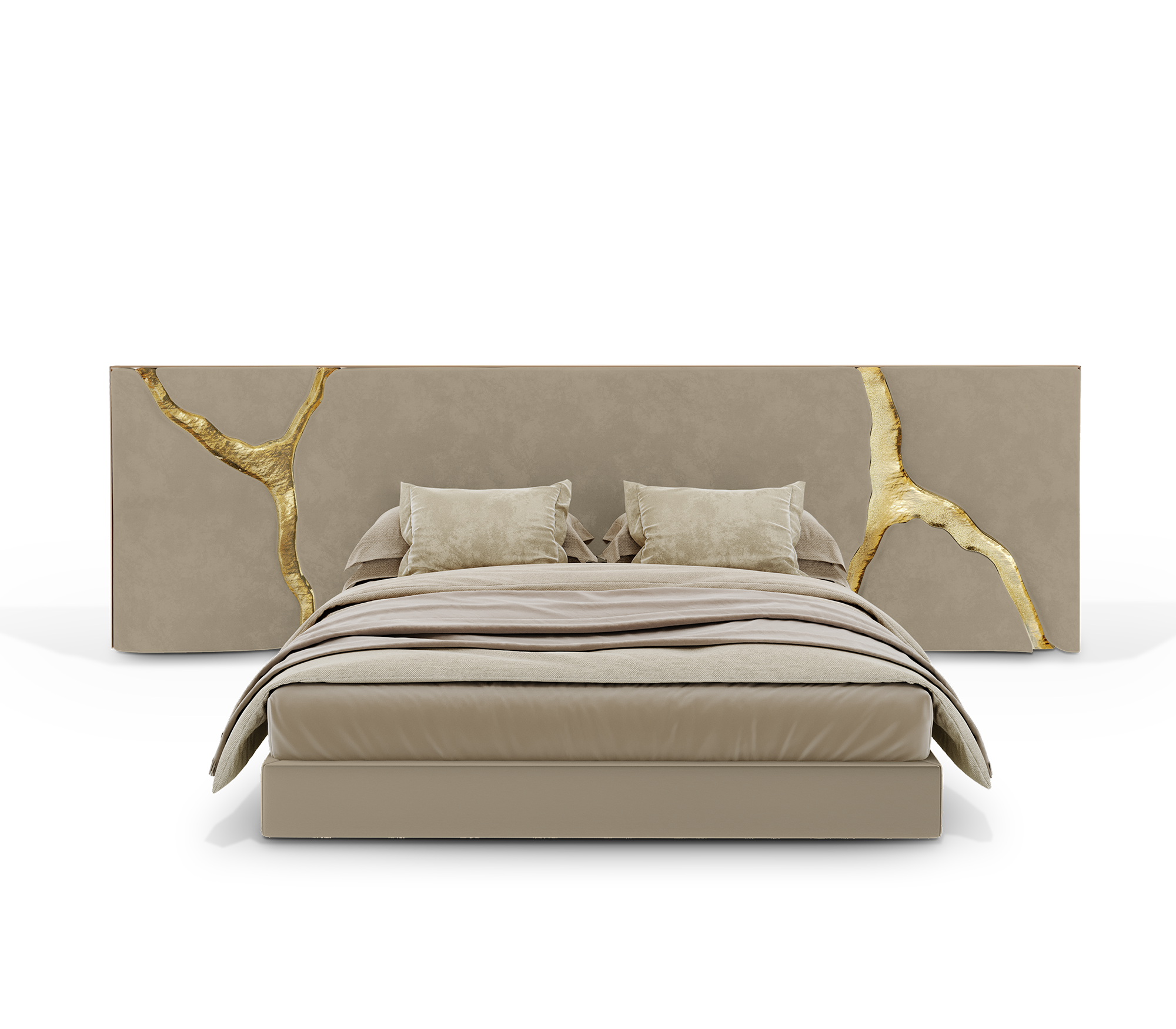 Lapiaz Kintsugi Velvet Polished Gold Headboard
