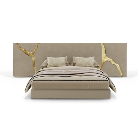 Lapiaz Kintsugi Velvet Polished Gold Headboard