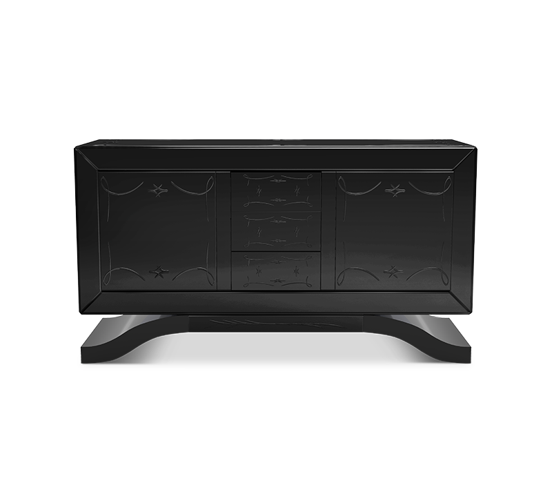 Mirrored Black Sideboard Cabinet