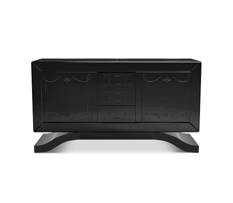 Mirrored Black Sideboard Cabinet