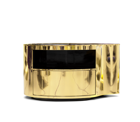 Wave Organic Curved Polished Metal Modern Nightstand