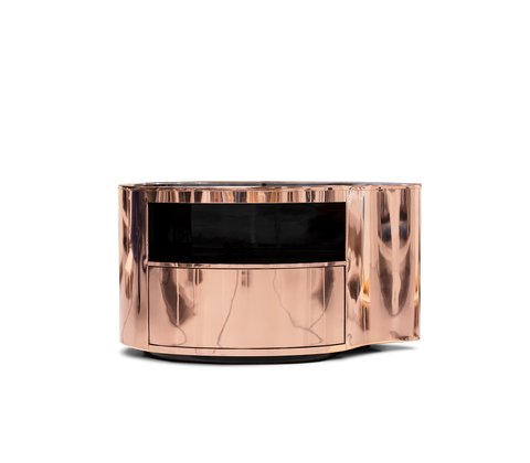Wave Organic Curved Polished Metal Modern Nightstand