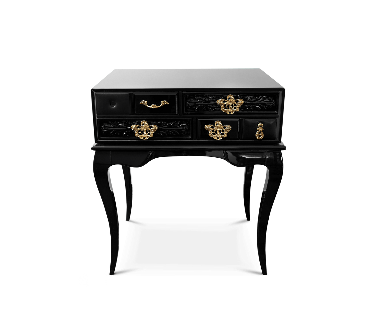 York Right Baroque High Gloss Black Nightstand