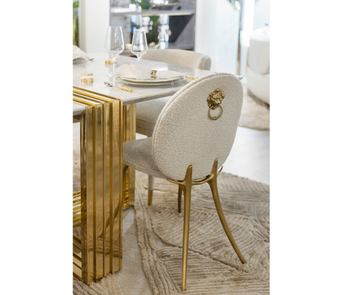Soleil Curved Brass Modern Dining Chair