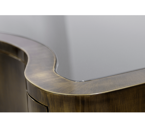 Sinuous Consoles Patina Brass Wave Entryways Cabinet Table