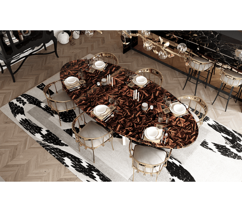 Patch Marquetry Round Dining Table