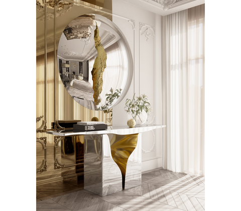 Brass Wood White Cabinet for Entryway
