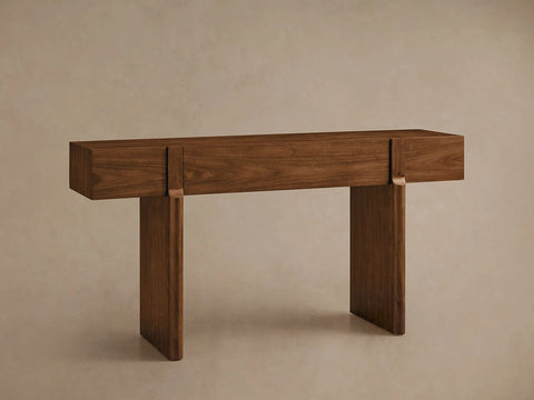 Callan Solid Walnut Entrance Console Table Wood Rustic Entryway Hallway table