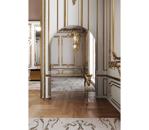 Brass Glass Gold Sculptural Form Console Table