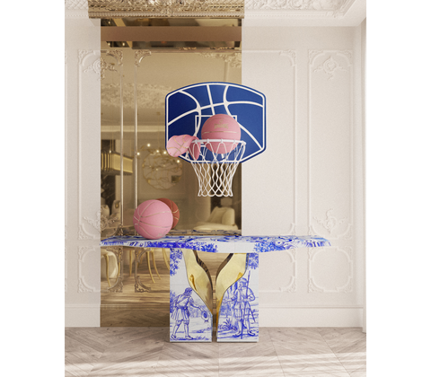 Brass Wood White Cabinet for Entryway