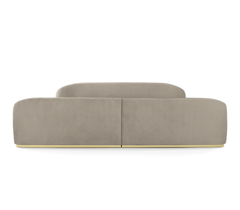 Odette Curved Velvet Polished Brass King Bed