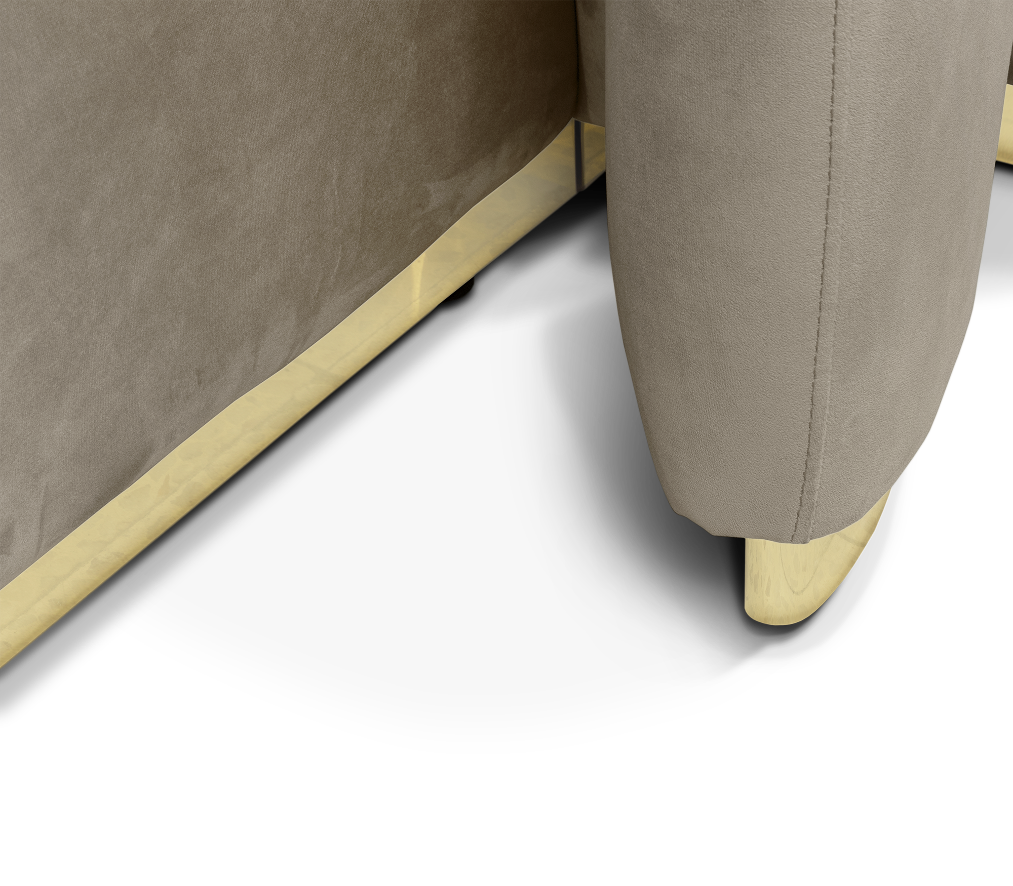 Odette Curved Velvet Polished Brass King Bed