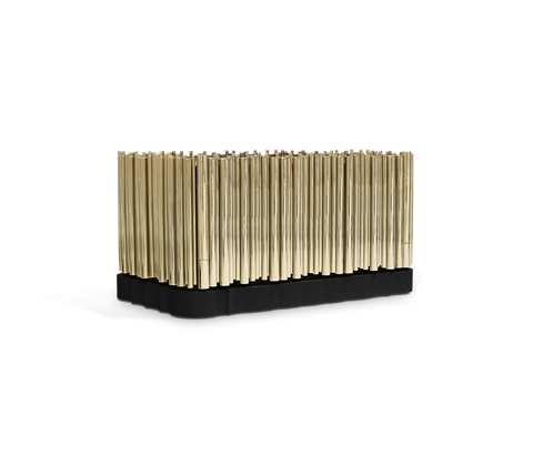 Symphony Tubular Gold Plated Modern Nightstand