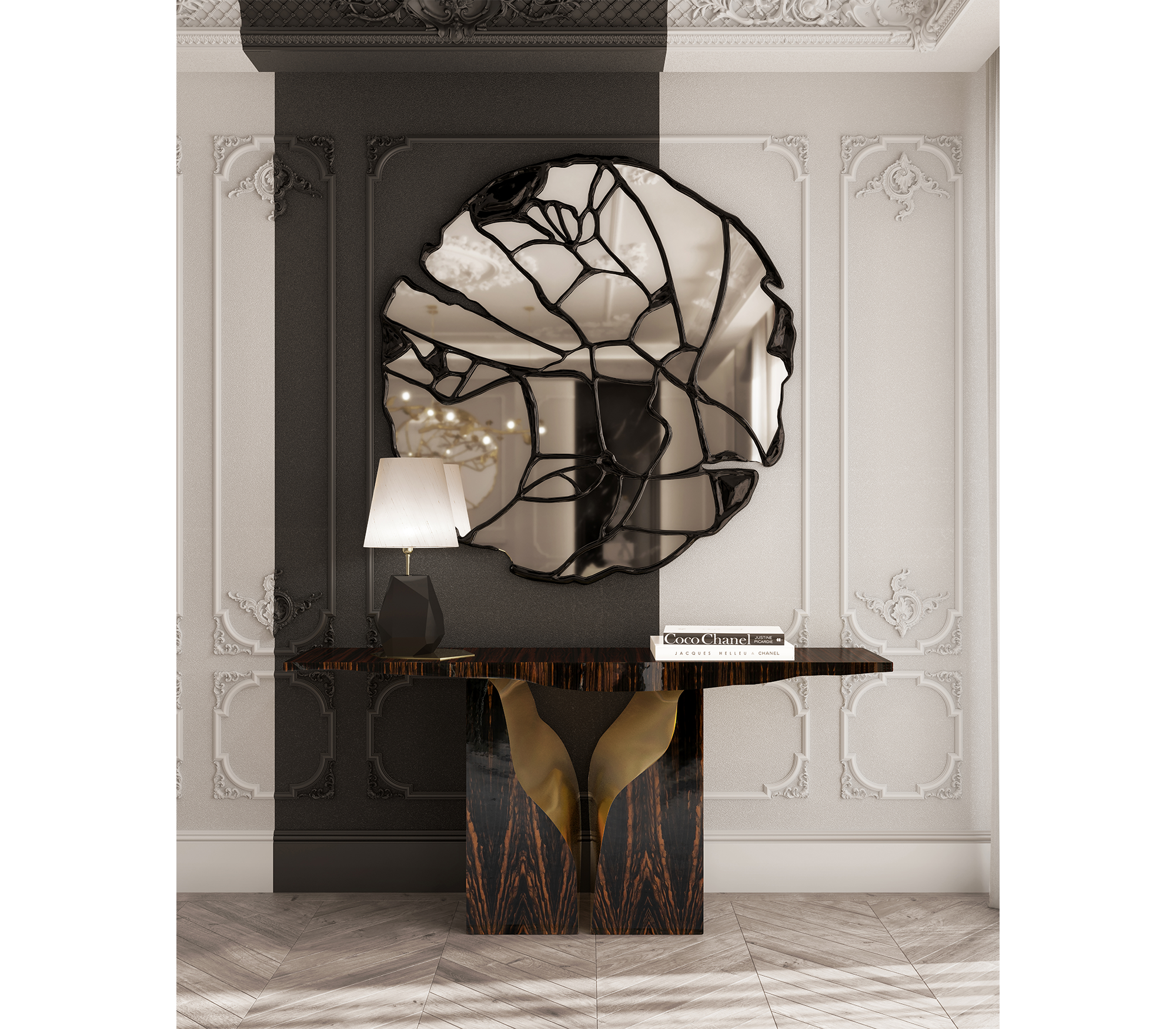 Brass Wood White Cabinet for Entryway