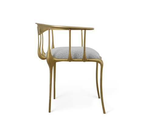 No 11 Satin Matte Gold Surrealist Dining Chair