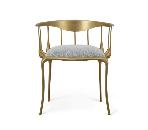 No 11 Satin Matte Gold Surrealist Dining Chair