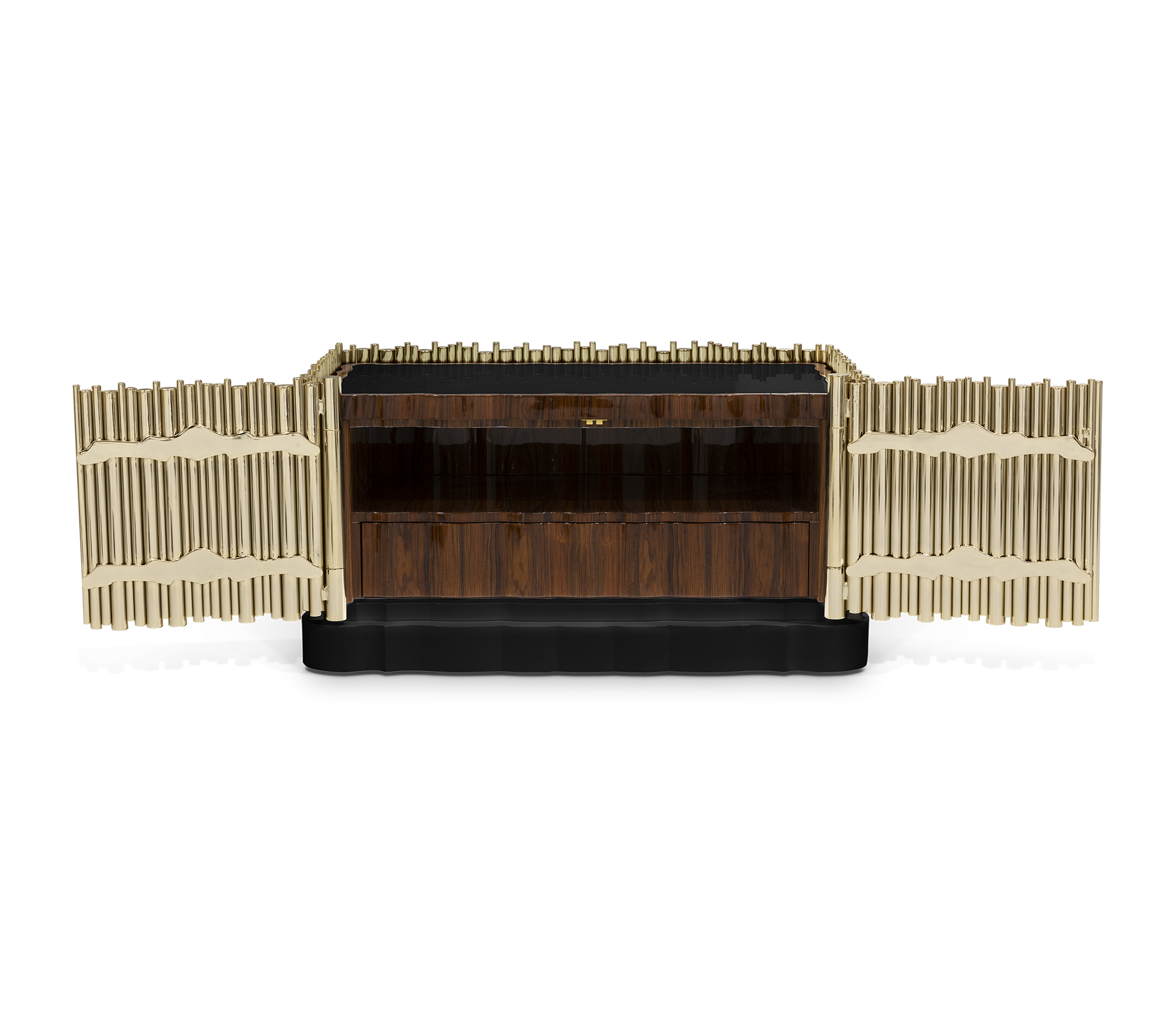 Symphony Tubular Gold Plated Modern Nightstand