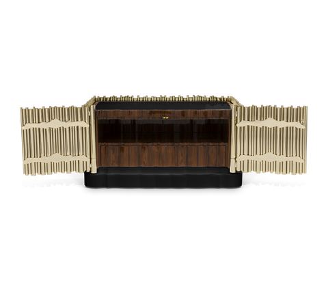 Symphony Tubular Gold Plated Modern Nightstand