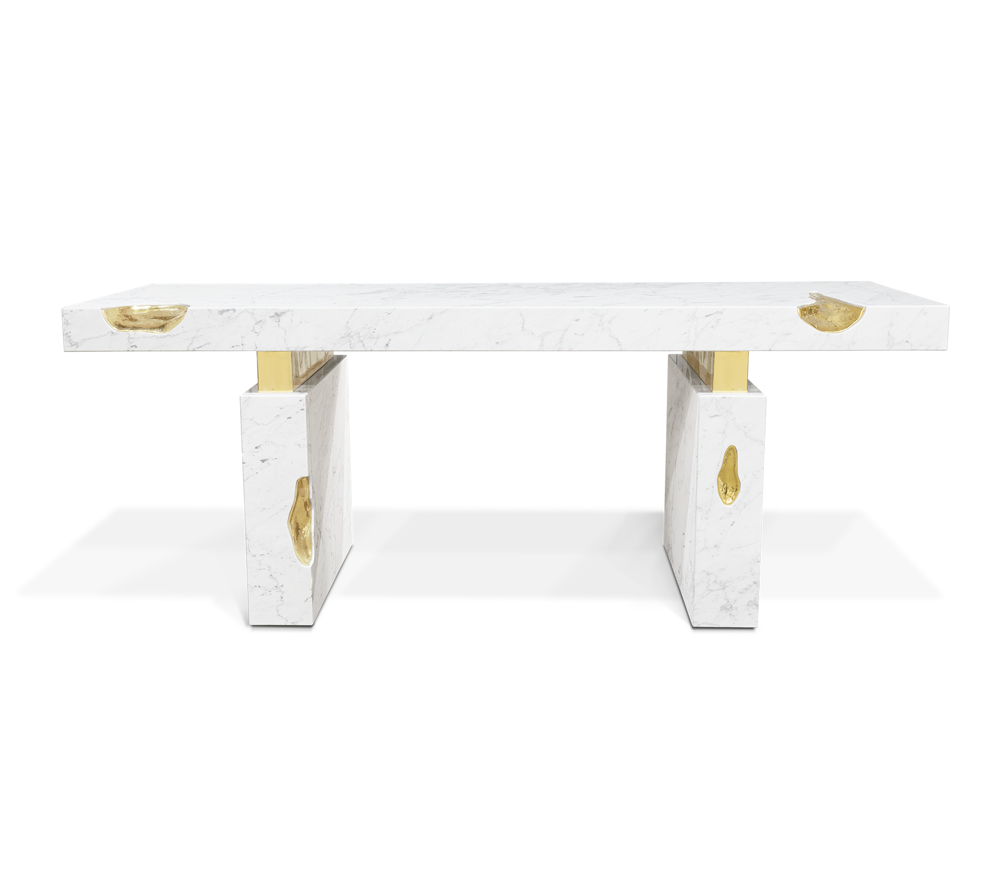 Empire Cracked Brass Inlay Marble Desk