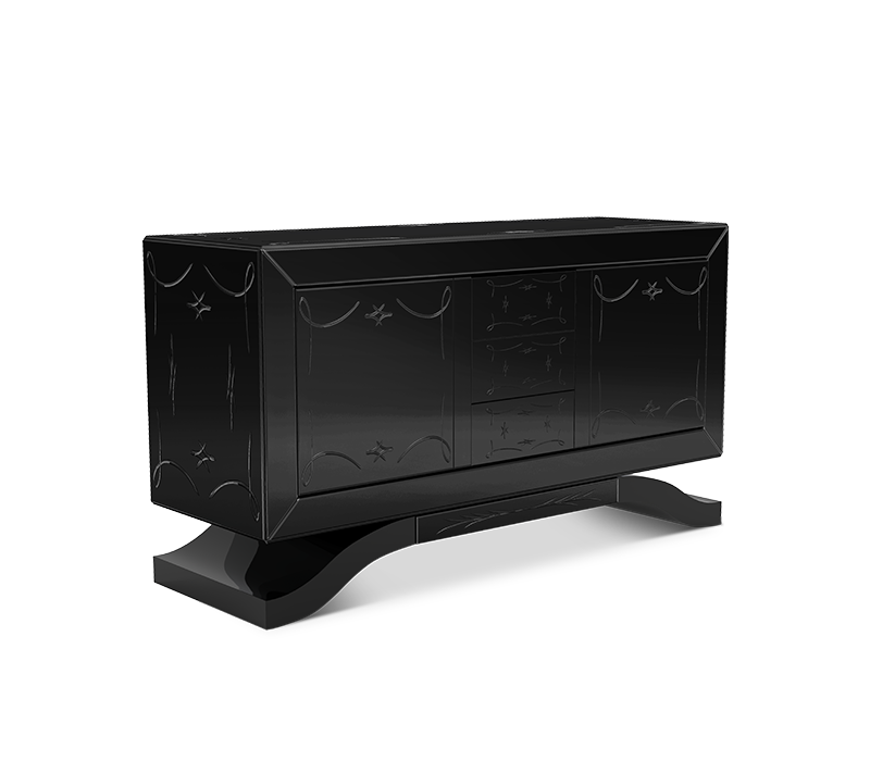Mirrored Black Sideboard Cabinet