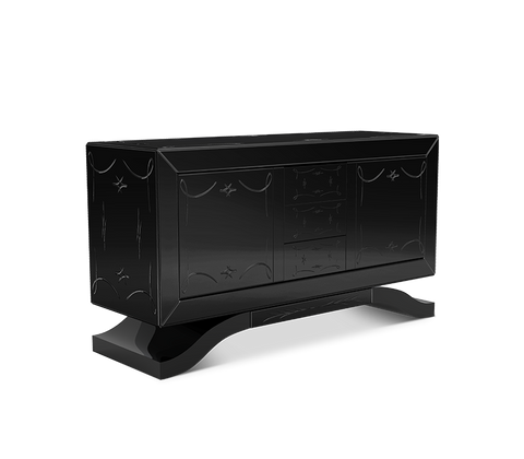Mirrored Black Sideboard Cabinet
