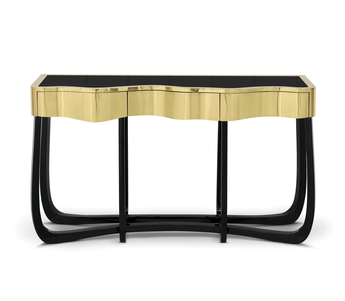 Sinuous Consoles Patina Brass Wave Entryways Cabinet Table