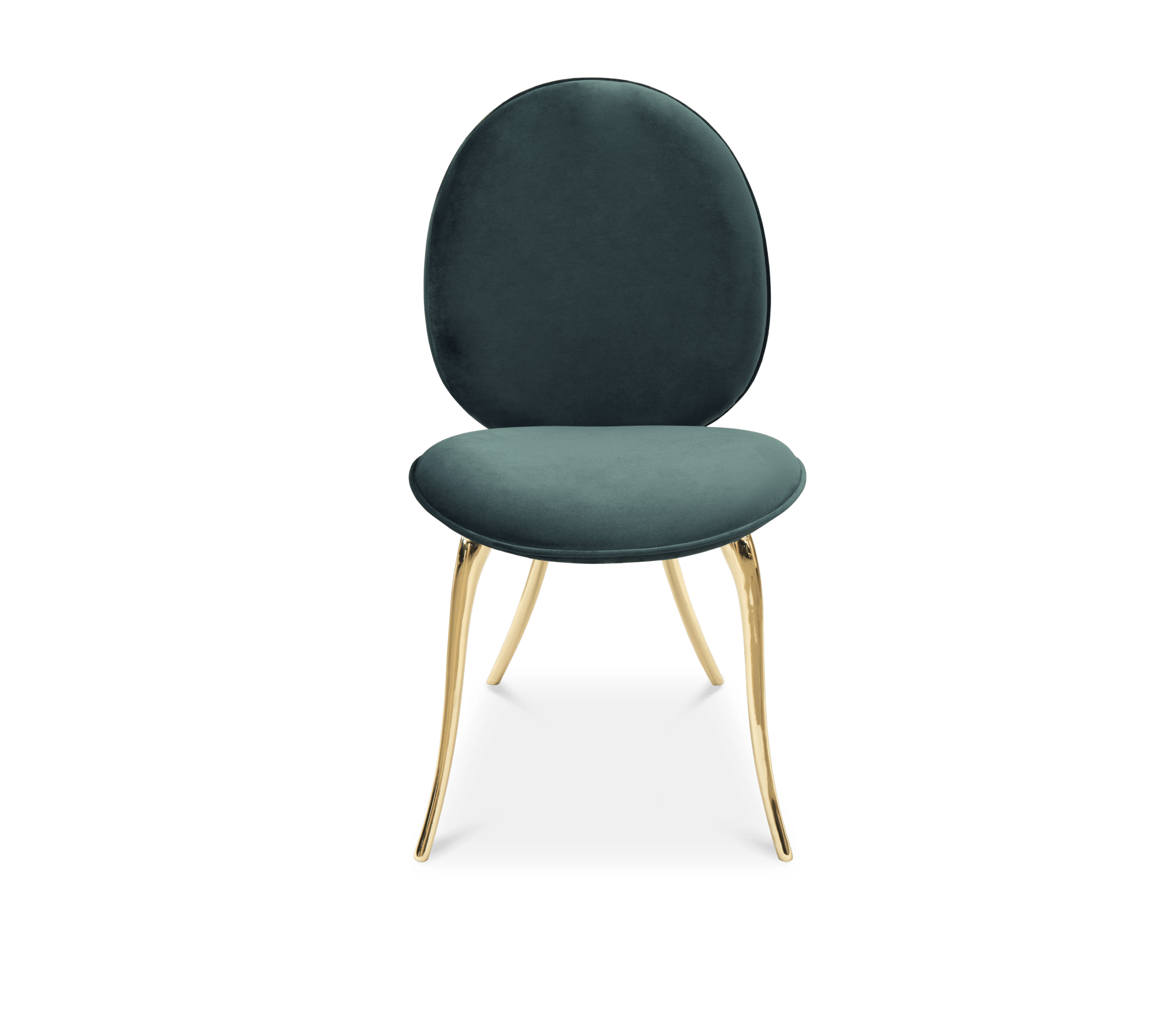Soleil Curved Brass Modern Dining Chair