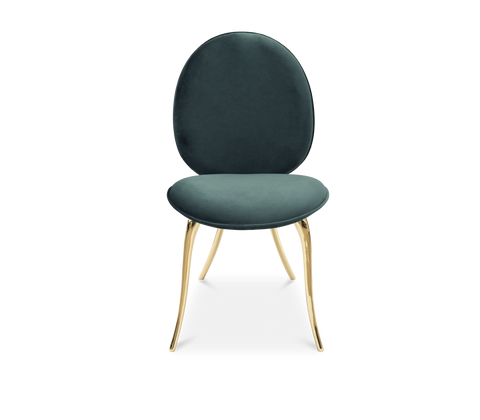 Soleil Curved Brass Modern Dining Chair