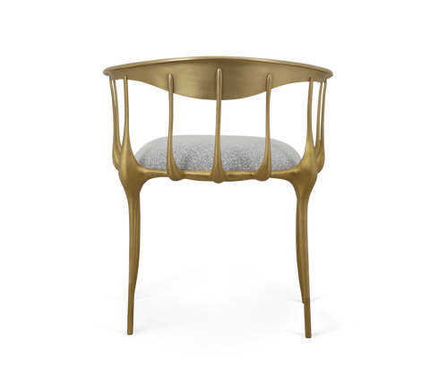 No 11 Satin Matte Gold Surrealist Dining Chair