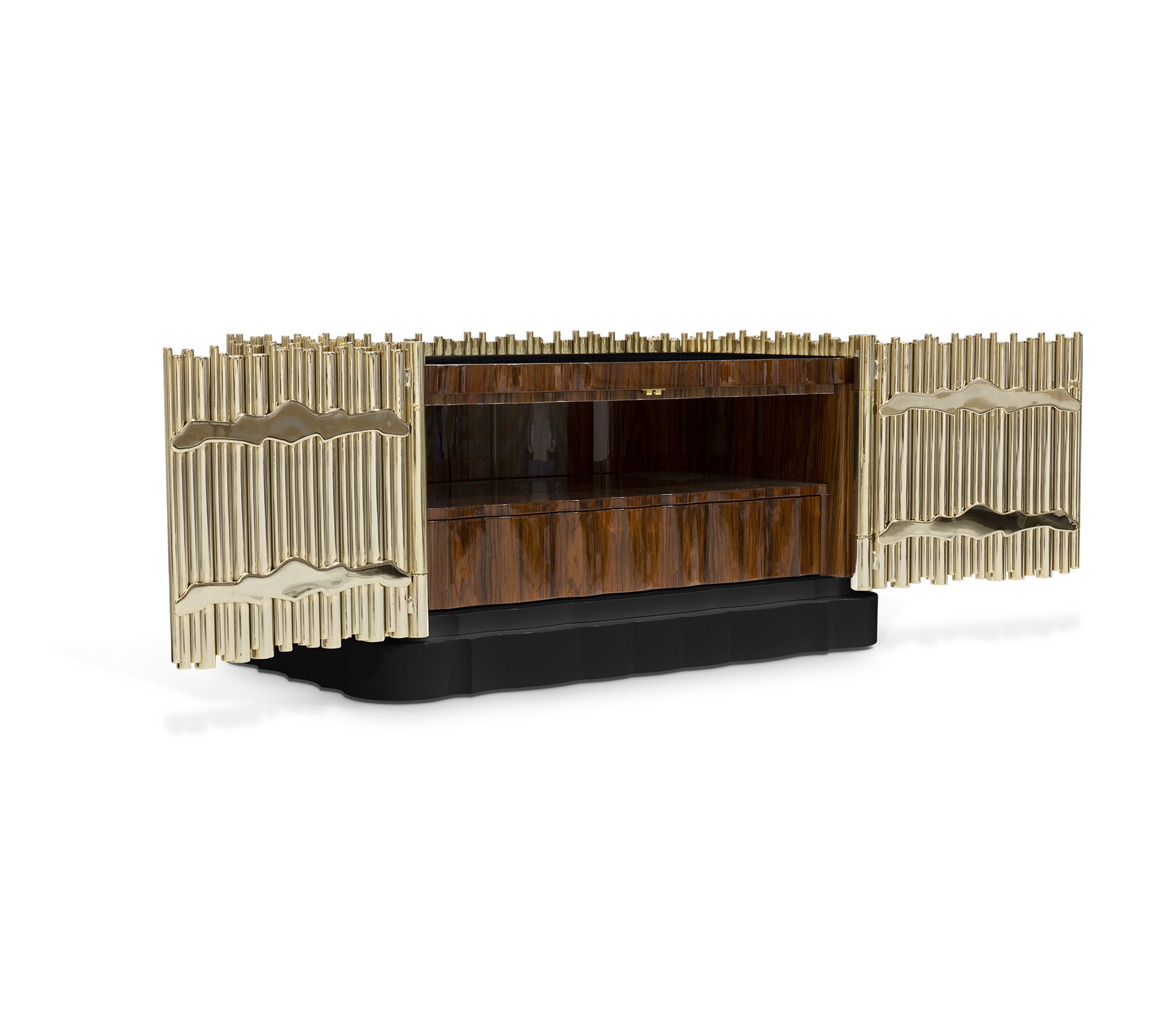 Symphony Tubular Gold Plated Modern Nightstand