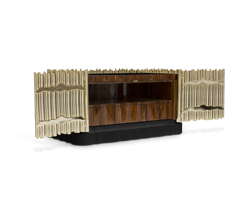 Symphony Tubular Gold Plated Modern Nightstand