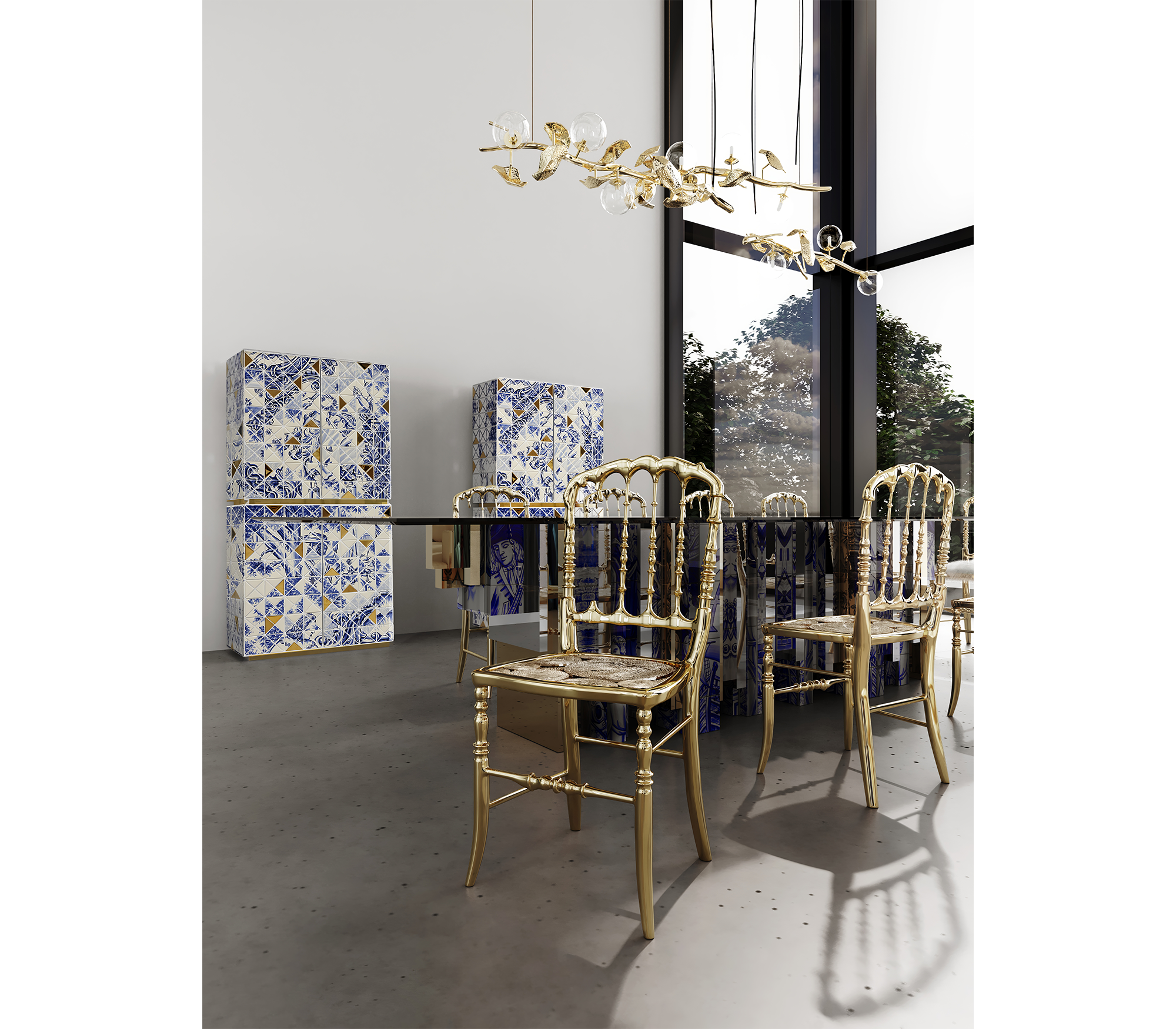 Mirrored Gold Dining Chair for Dining Room