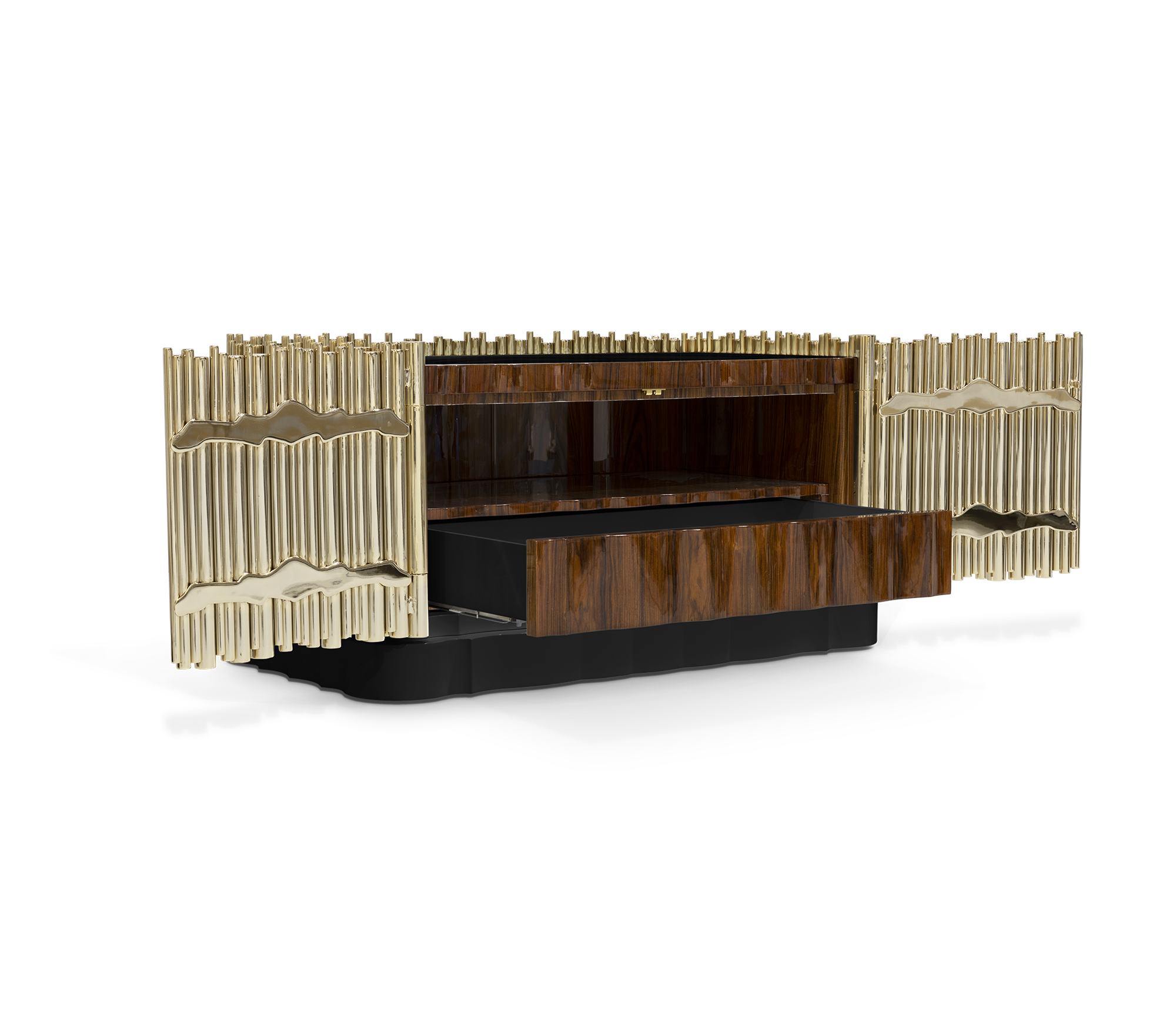 Symphony Tubular Gold Plated Modern Nightstand