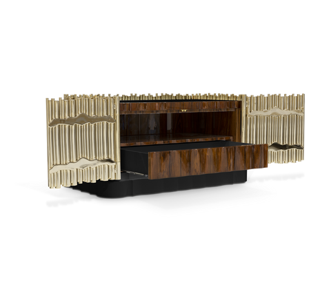 Symphony Tubular Gold Plated Modern Nightstand