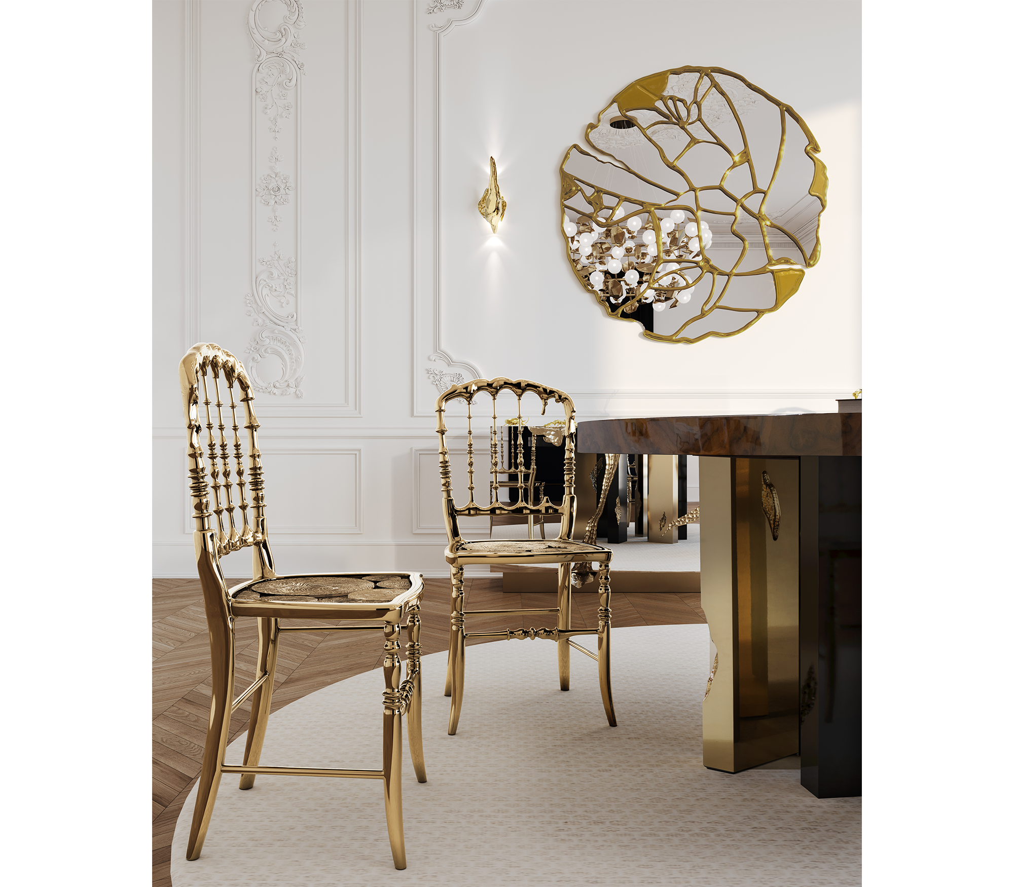 Mirrored Gold Dining Chair for Dining Room