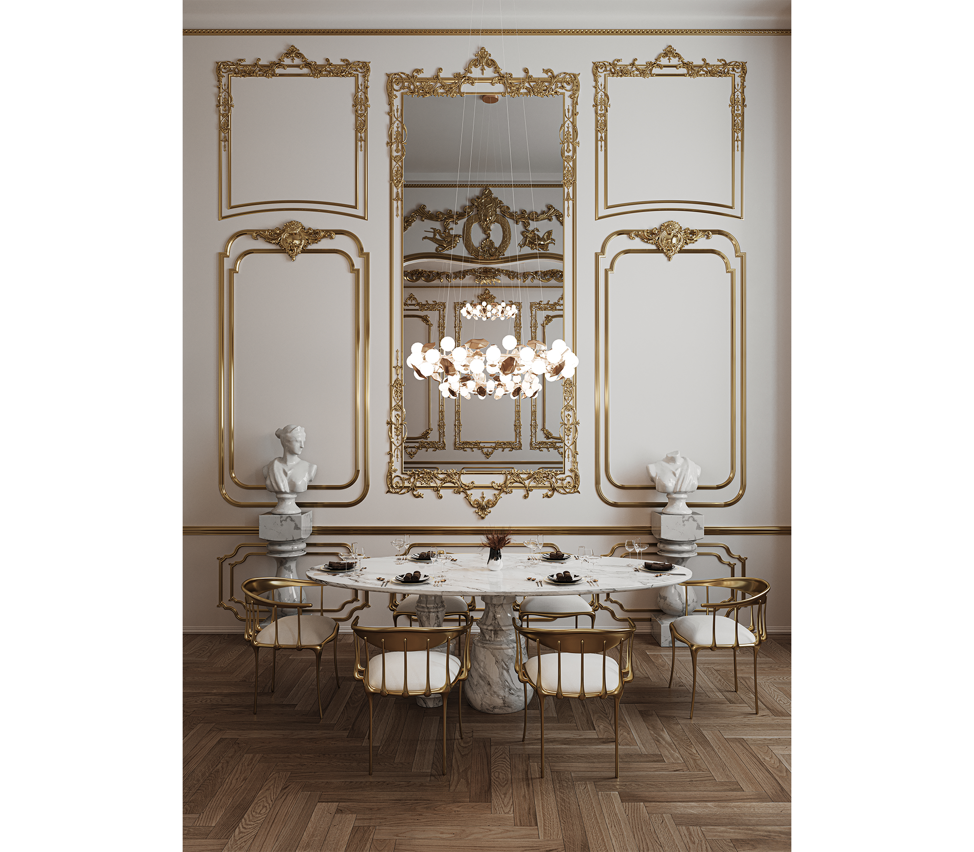 No 11 Satin Matte Gold Surrealist Dining Chair