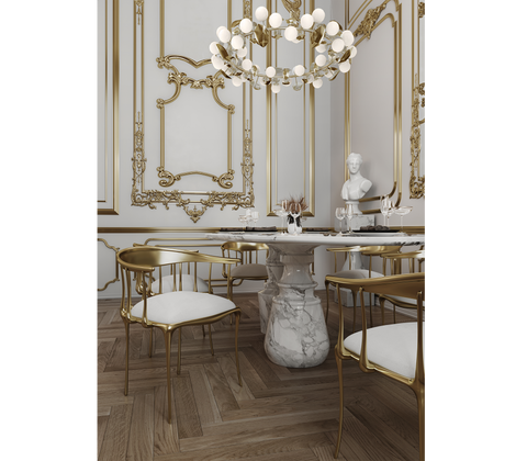 No 11 Satin Matte Gold Surrealist Dining Chair
