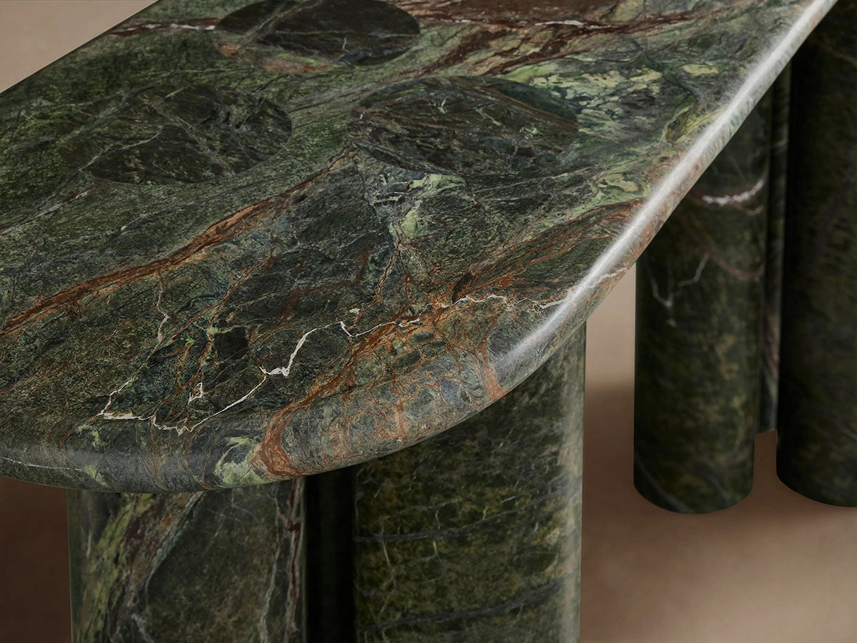 Serafin Natural Stone Entryway Console Table Vintage Style Hallway Entrance Table with Column Legs