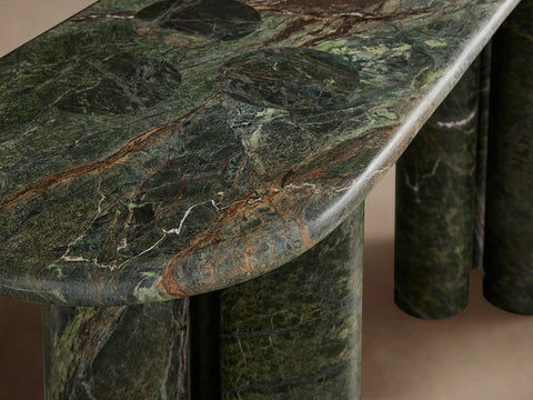 Serafin Natural Stone Entryway Console Table Vintage Style Hallway Entrance Table with Column Legs