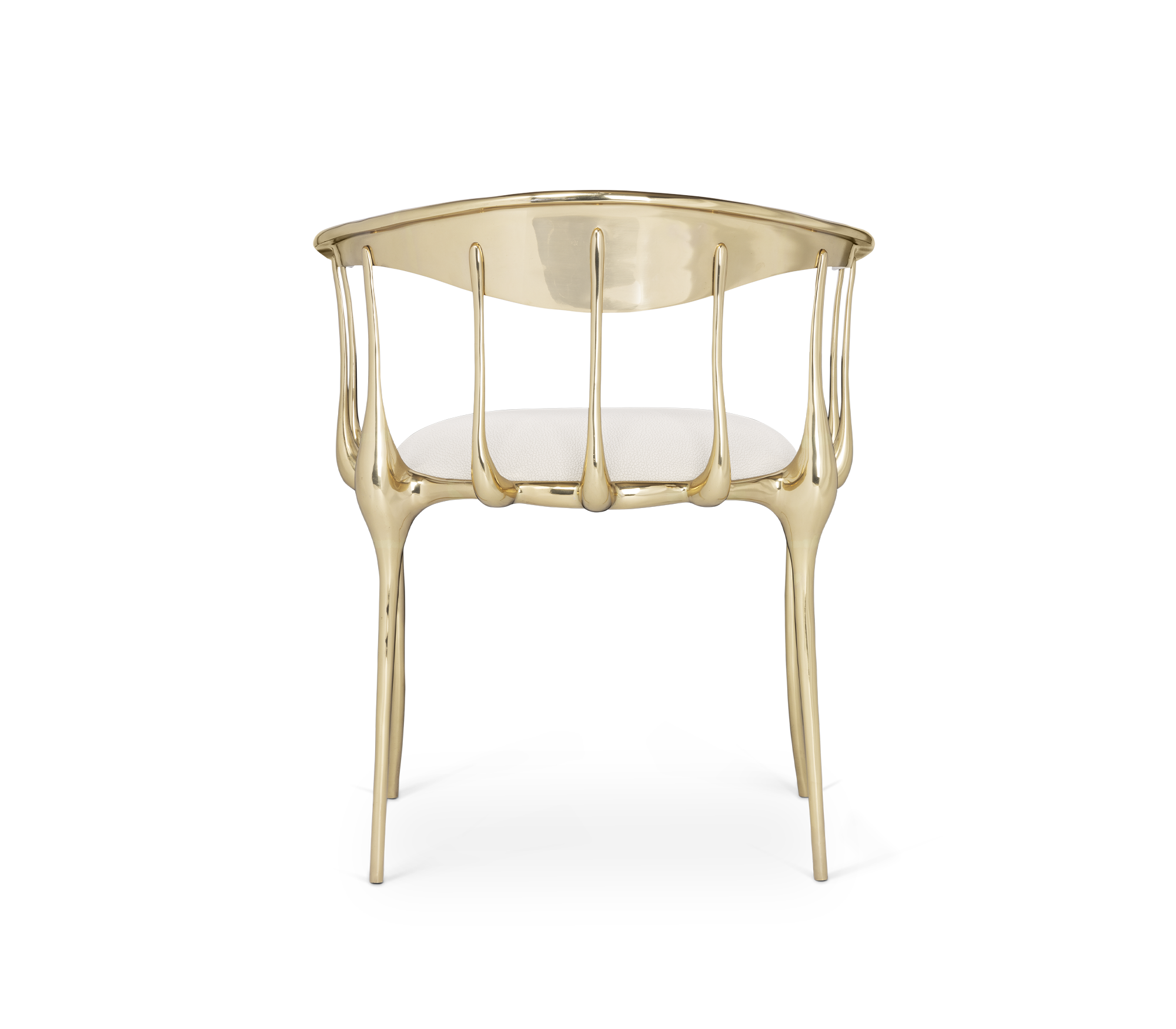 No 11 Cream Velvet Surrealist Polished Gold Dining Chair