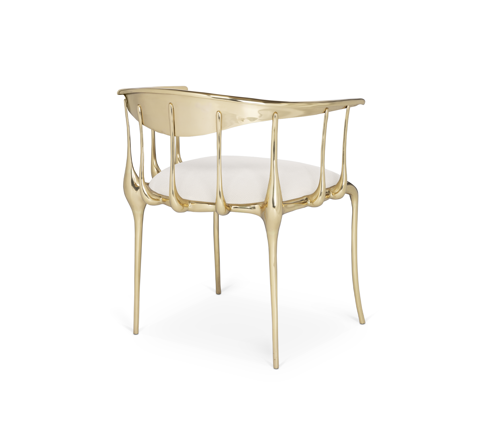 No 11 Cream Velvet Surrealist Polished Gold Dining Chair