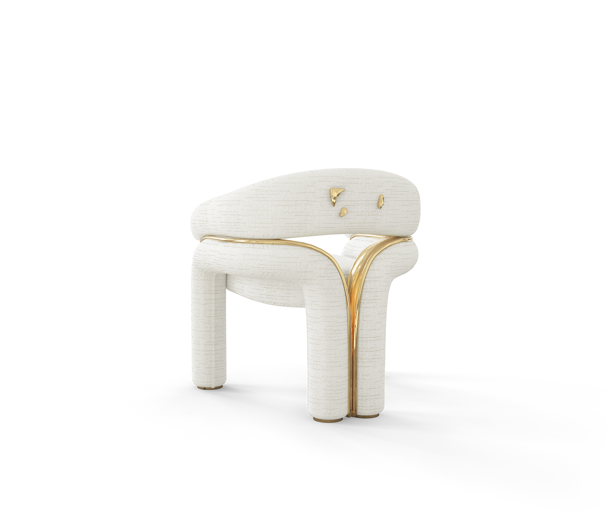Elara Curved Sculptural Polished Brass Dining Chair